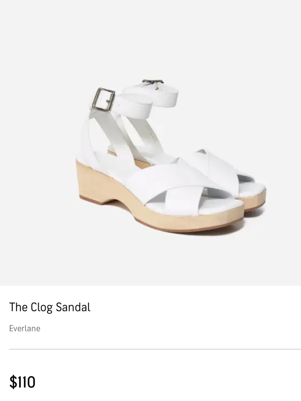 Everlane The Clog Chunky Sandal White Leather Crisscross Ankle-Strap Size 10.5